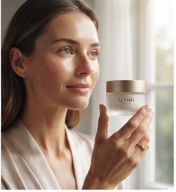 Creatividad de cosmética: crema facial